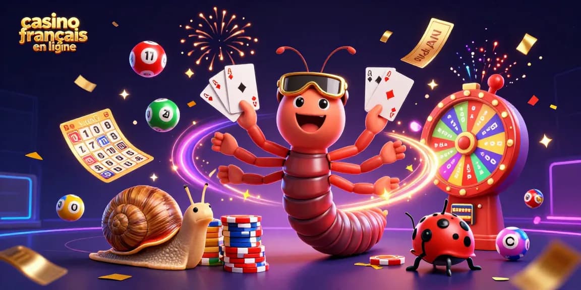 Jouez au casino français en ligne avec des personnages colorés et des éléments festifs exaltants.