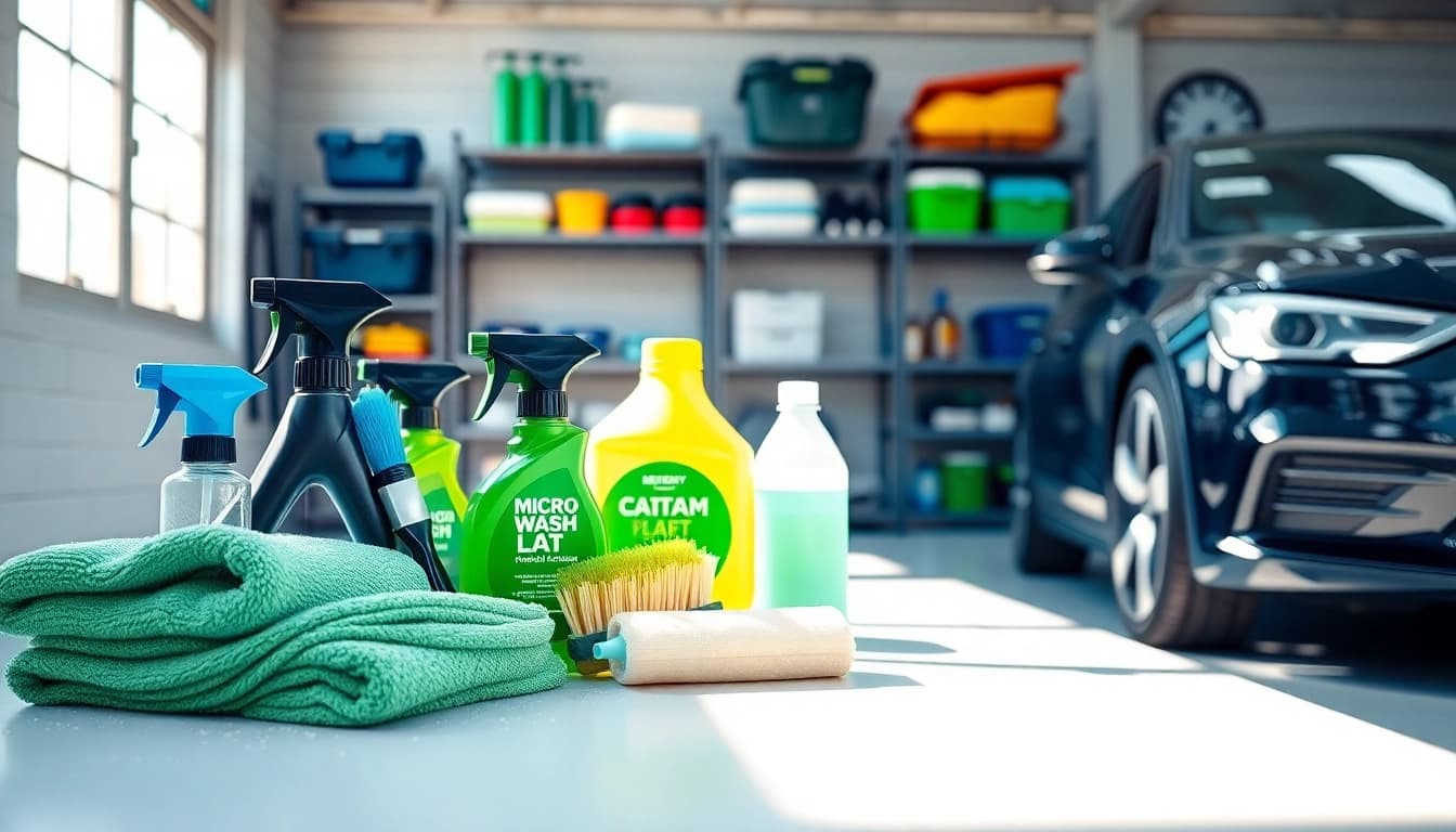 Explore a car wash kit for beginners showcasing essential cleaning tools for car enthusiasts.