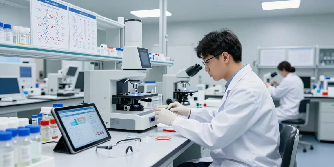 Research peptides synthesis at koipeptidescanada.com in a modern lab environment.