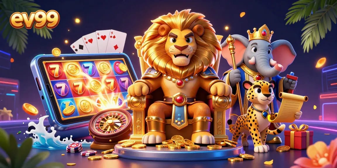 Experience the excitement of ev99 as the lion king reigns over a golden gaming kingdom.