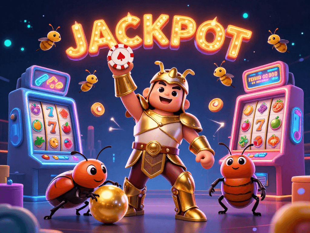 Experience the excitement at situs 5k with a victory pose beetle and jackpot celebration.