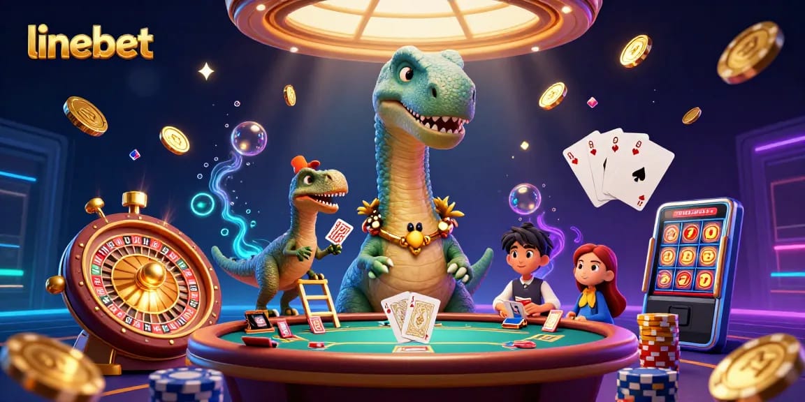 Bet big with linebet in this electrifying casino scene featuring vibrant gambling elements.