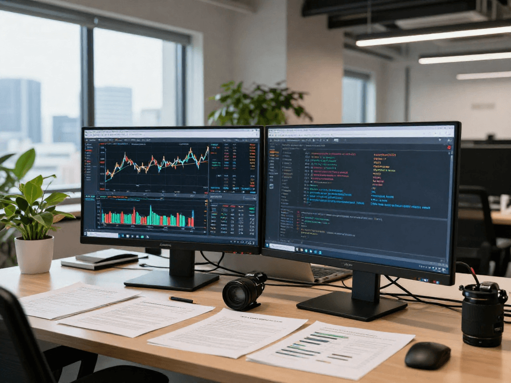 Analyzing multi-ticker Japan stock API data in a modern workspace with live trend displays.