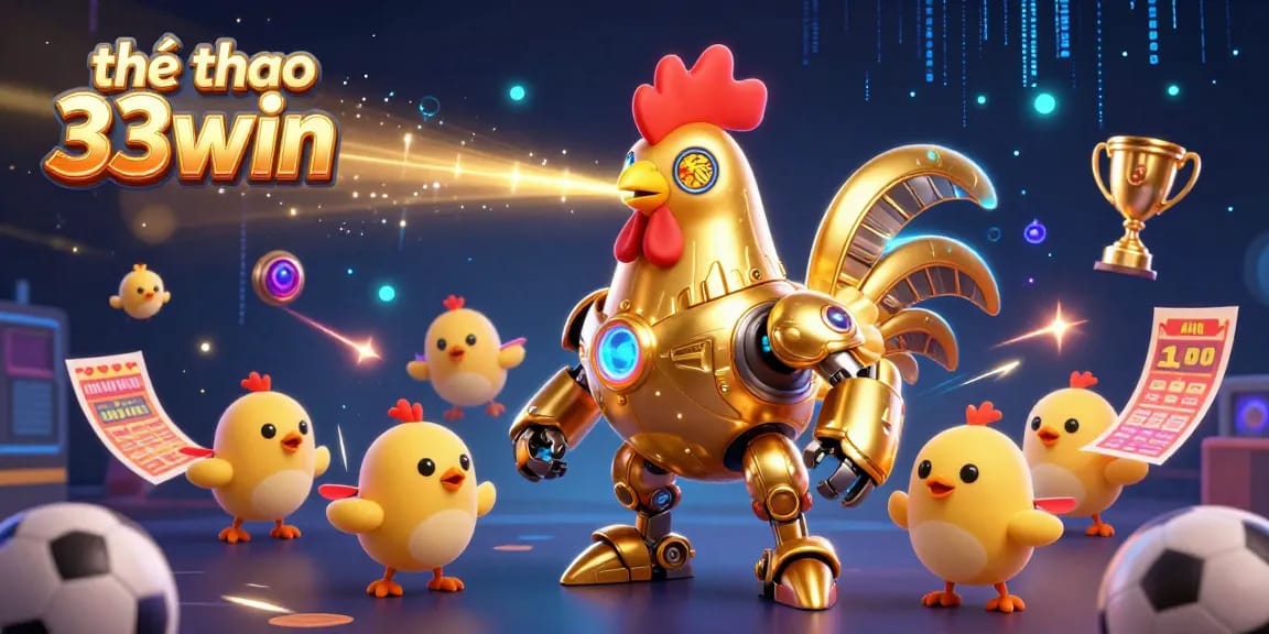 Experience exhilarating sports betting with thể thao 33win in a vibrant 3D illustrated scene featuring dynamic characters and action.