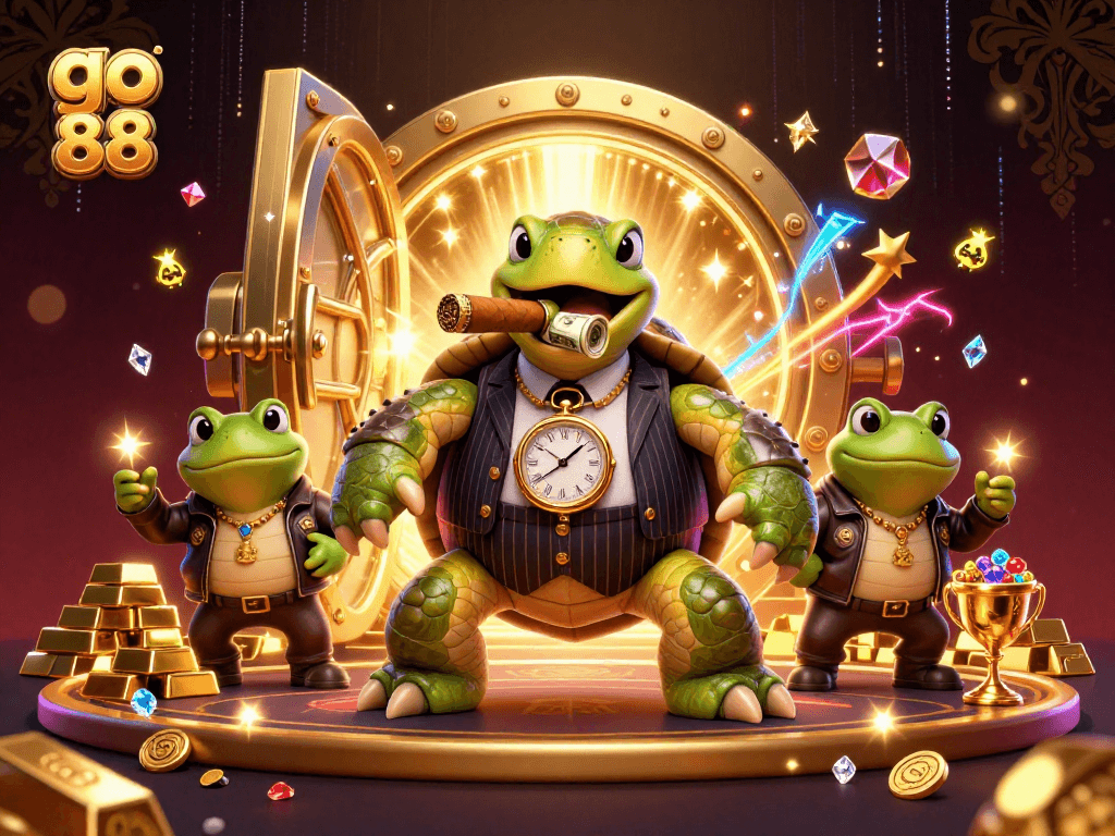 Experience go 88 and feel the thrill in this vibrant cartoon casino scene!