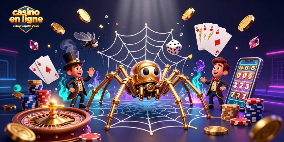 Explorez un casino en ligne retrait rapide 2026 avec une araignée d'or steampunk et des jeux captivants.