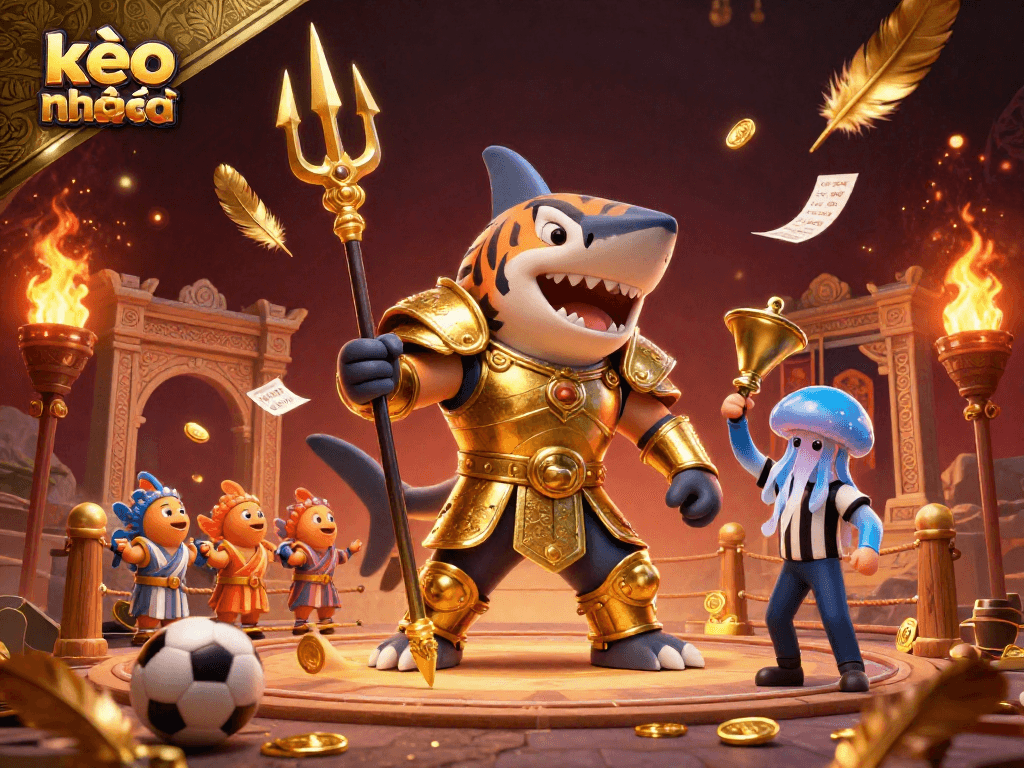 Experience exhilarating sports betting action with the kèo nhà cái in a vibrant underwater colosseum scene.