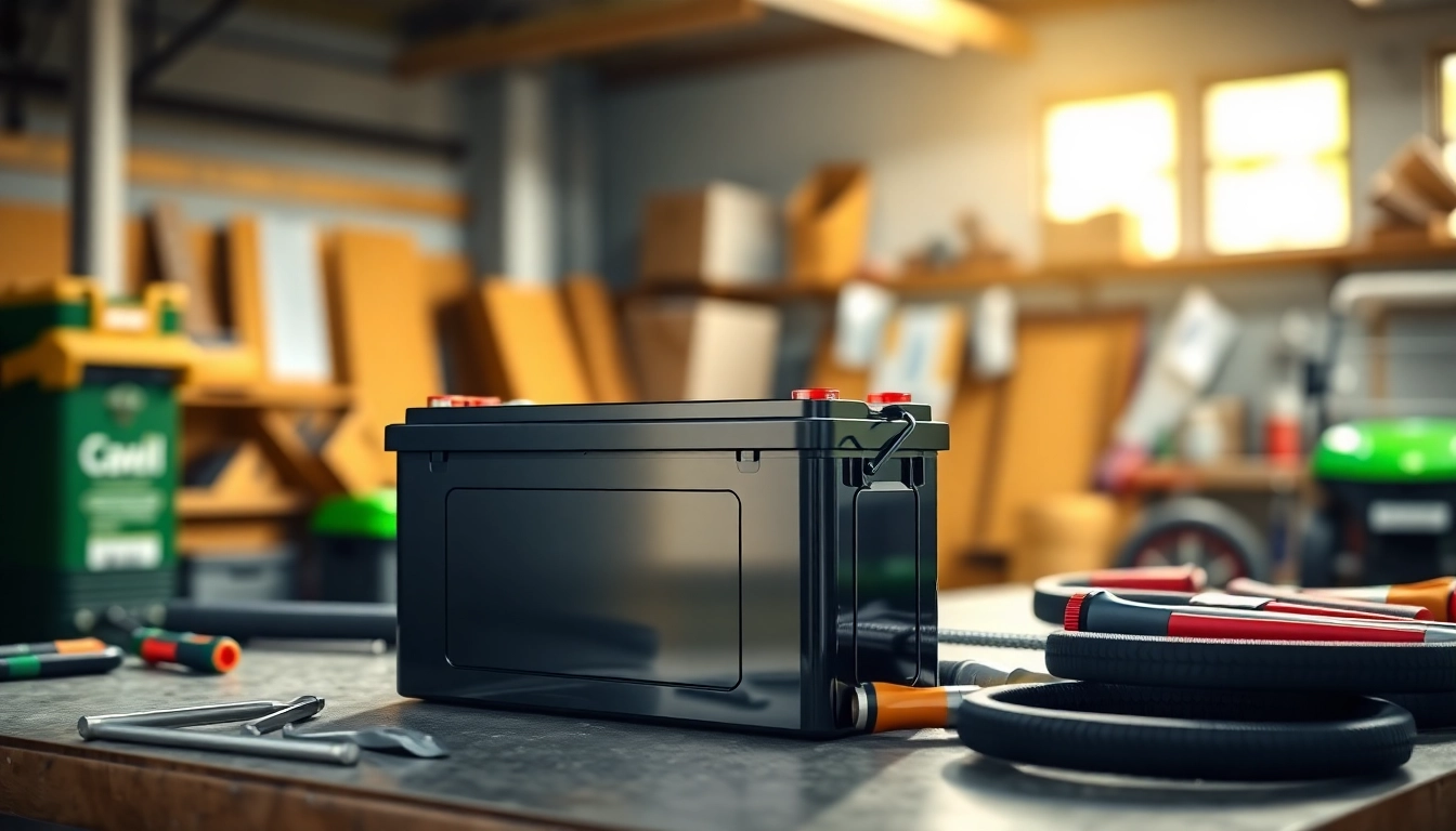 Showcasing lithium golf cart batteries with quality design and tools, highlighting their innovation.