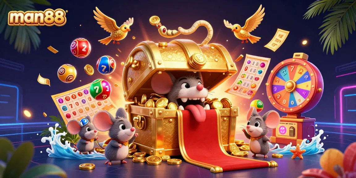 Engage in thrilling games at man88 with vibrant slot reels and dynamic lottery balls.