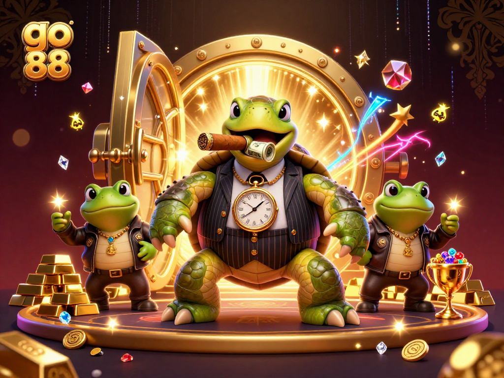 Experience go 88 and feel the thrill in this vibrant cartoon casino scene!