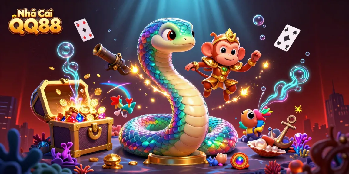 Experience the vibrant world of Nhà Cái QQ88 with dazzling treasures and a playful theme.