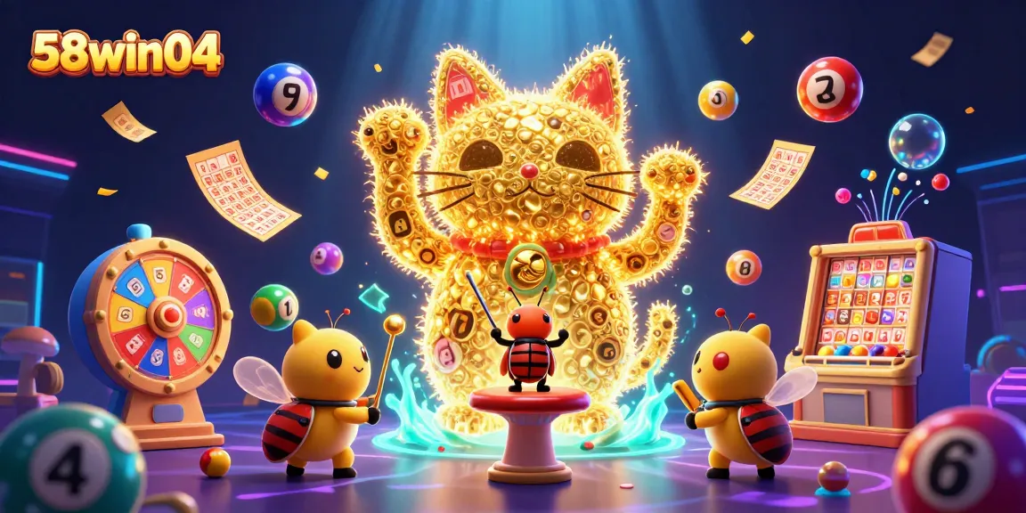 Experience wins and fun at 58win04 with vibrant casino-themed visuals and lively elements.