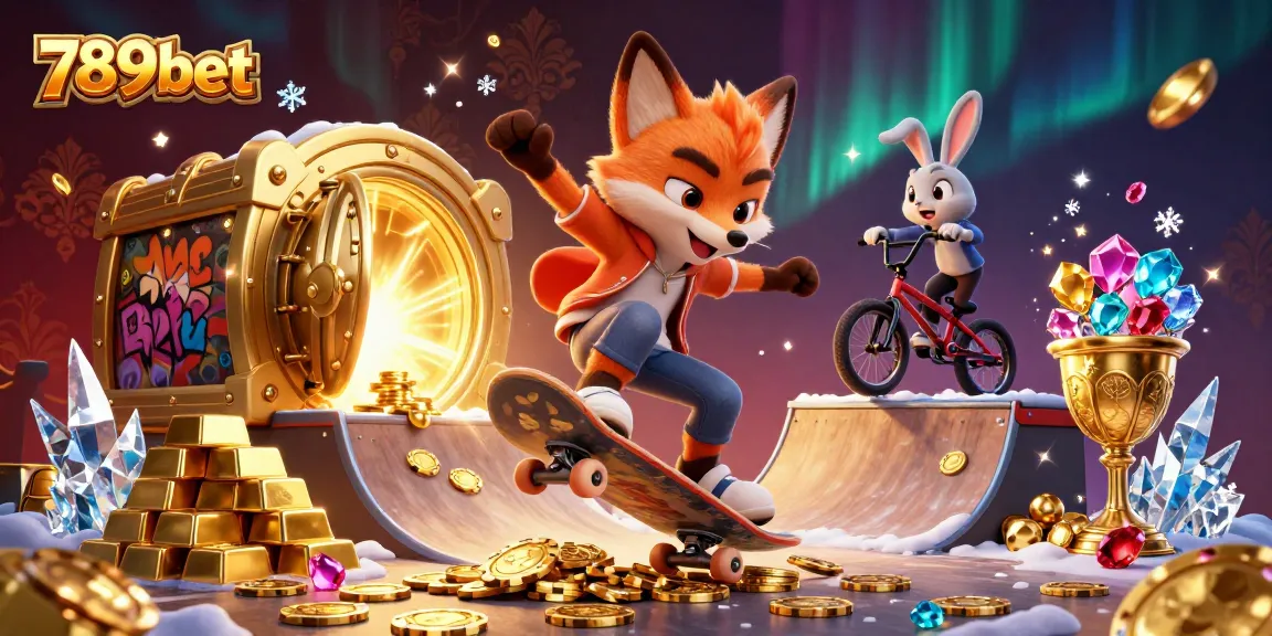 Engage with the dynamic action of 789bet featuring cartoon foxes and casino treasures.