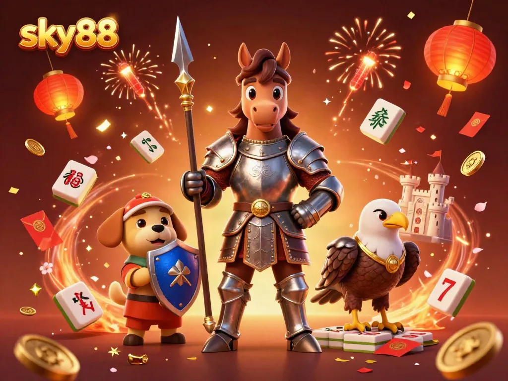 Experience exhilarating gameplay at sky88 with engaging characters amid casino elements.
