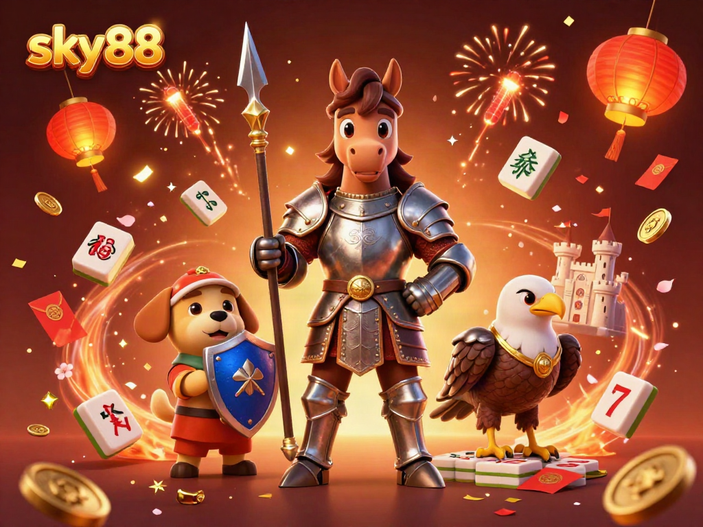 Experience exhilarating gameplay at sky88 with engaging characters amid casino elements.