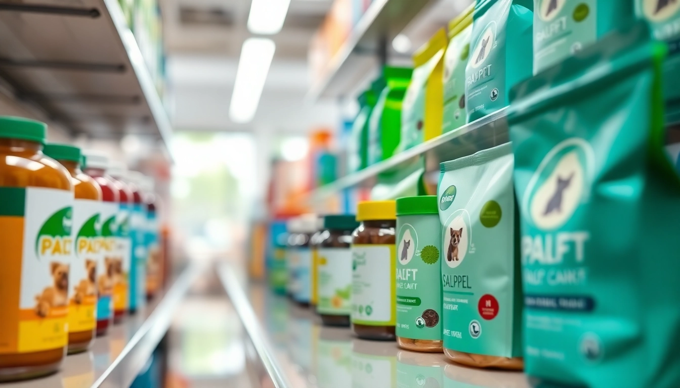 Showcase creative pet supplement packaging, featuring various styles on display.
