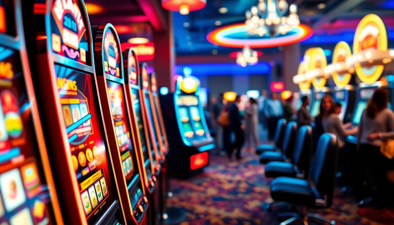 Menangkan Slot Depo 5000 dengan berbagai mesin slot berwarna-warni di kasino.