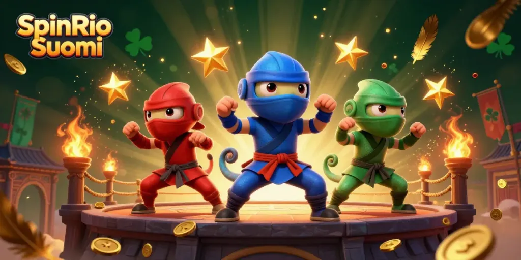 SpinRio Suomi - Kolme ninja chameleon-ryhmää esittelee jännittäviä taisteluliikkeitä kasinoteemalla.