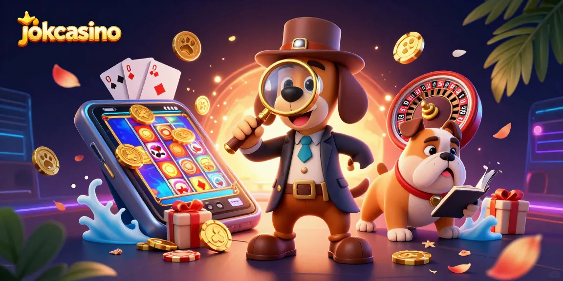 Engage with jokacasino as a detective unraveling gambling clues in a vibrant casino scene filled with slot games and poker.