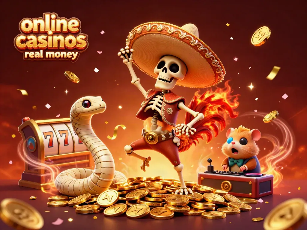 Celebrate at online casinos real money with a festive scene of skeletons and fortune.