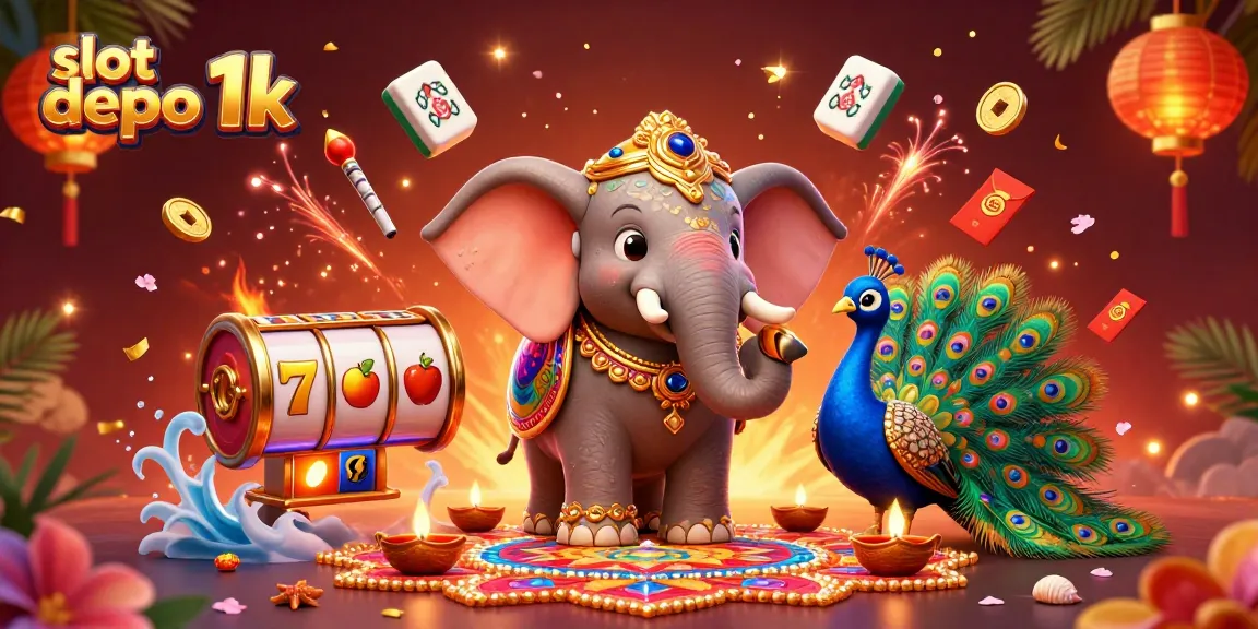 Mengoptimalkan peluang menang dengan slot depo 1k di situs terpercaya, dengan simbol jackpot dan karakter bertema kasino.