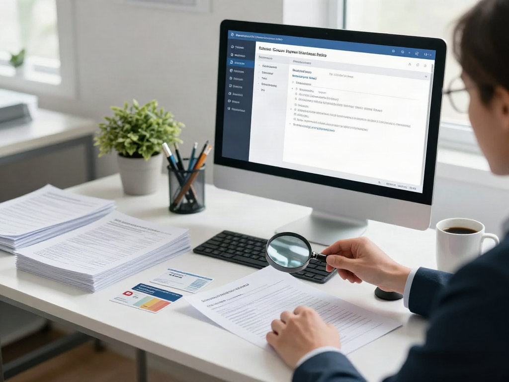 Document fraud detection in action with a compliance officer analyzing documents using software tools.