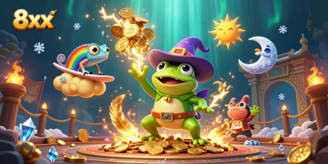 Experience the thrilling world of 8xx with a vibrant, playful illustration of gaming excitement.