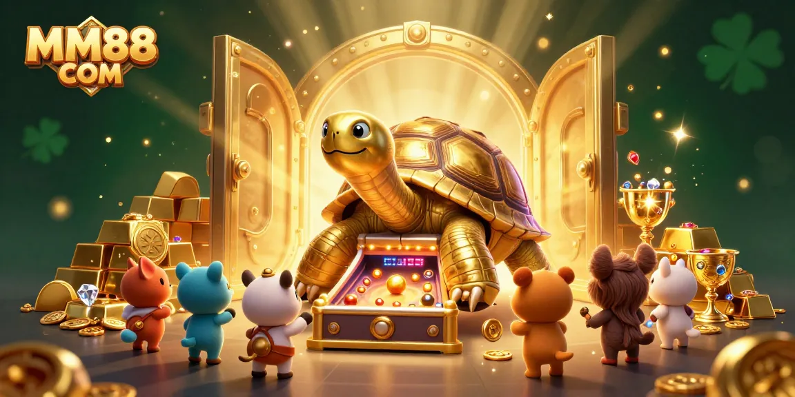 Win big at MM88 COM with a spectacular 3D casino illustration showcasing exciting gaming elements and treasures.