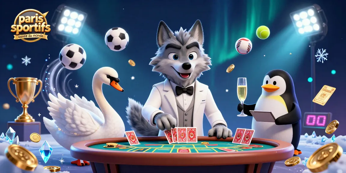 Placer des paris sportifs Coupe du Monde avec le loup élégant et le personnel de casino