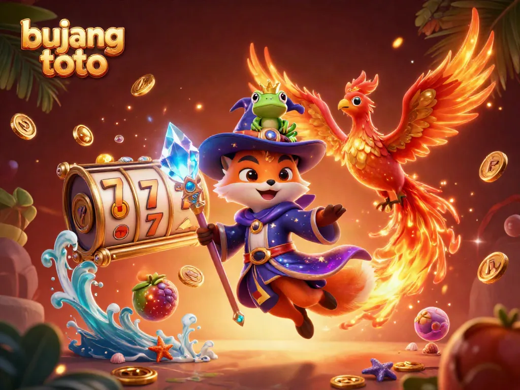 Enhance your luck with bujang toto featuring a wizard fox and vibrant slot elements.