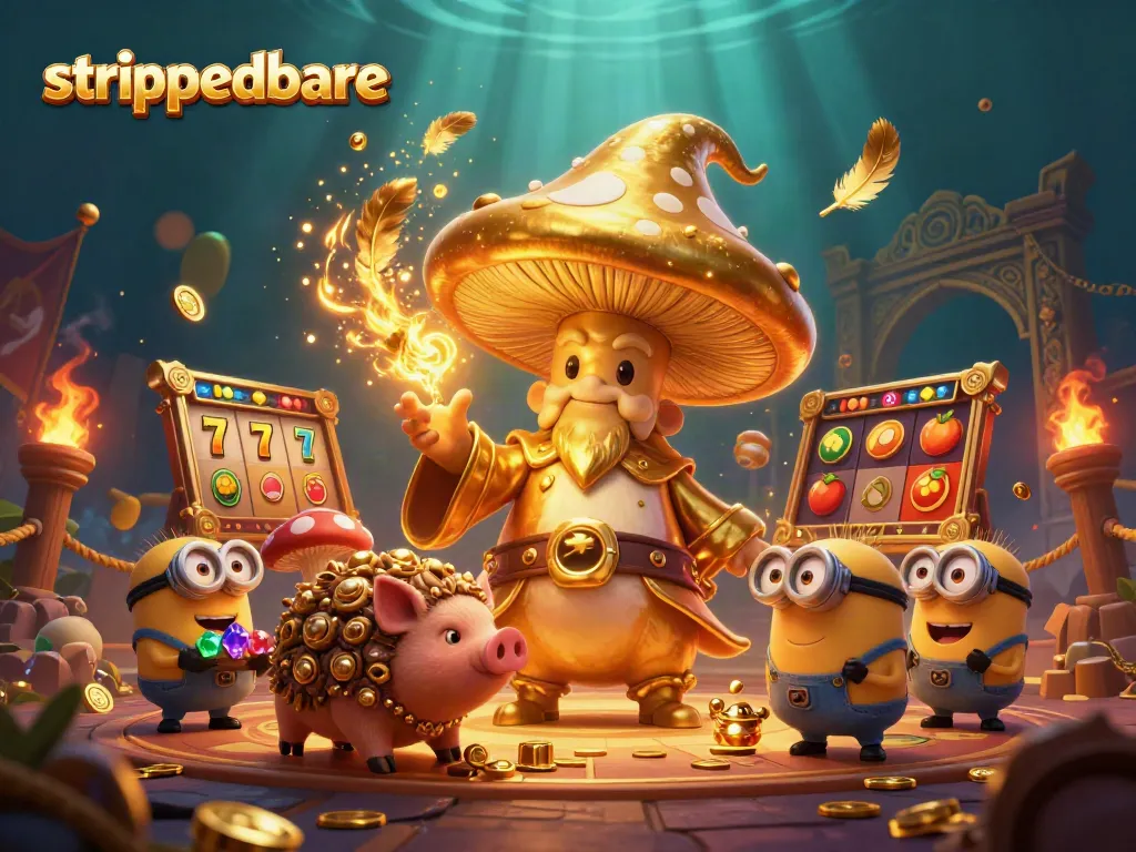 Gambarkan pengalaman bermain slot "strippedbare" dengan karakter luar biasa dan elemen kasino yang mewah.