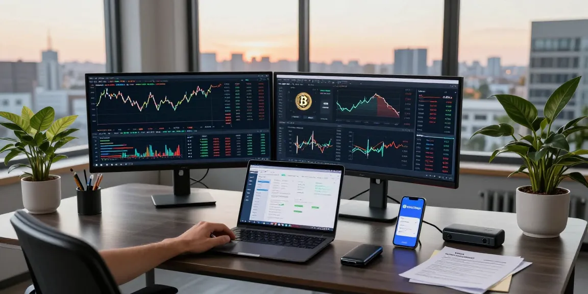 Manta Bridge app displayed in a cryptocurrency trading workspace with charts and digital wallet interfaces.