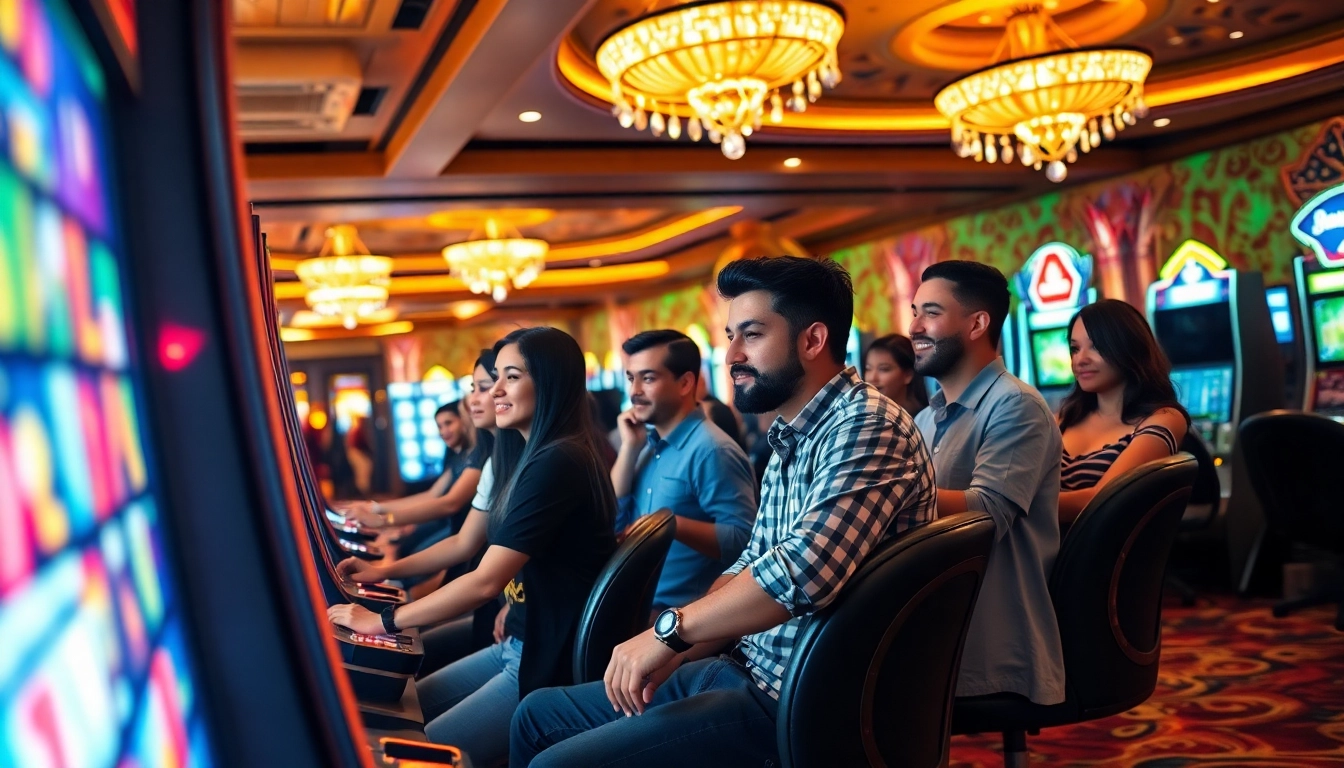 Pengalaman bermain Mega888 Malaysia di kasino dengan pemain terlibat dan suasana meriah.