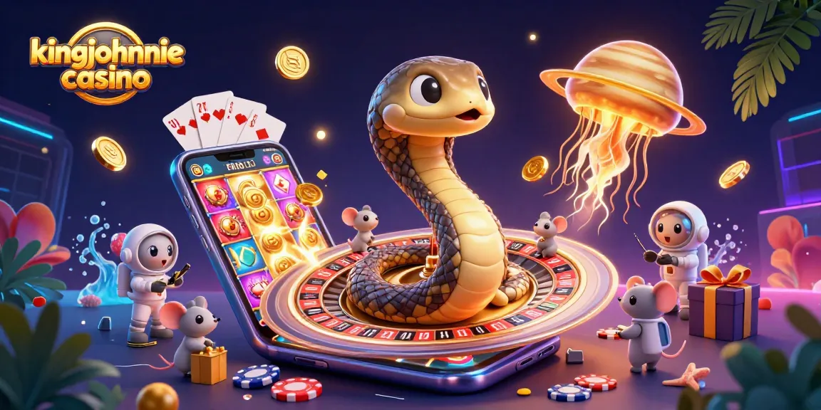 Experience thrilling gaming action at kingjohnnie casino with vibrant cosmic characters and dynamic slot visuals