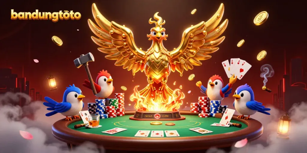 Engage with bandungtoto's thrilling casino experience featuring a molten gold phoenix
