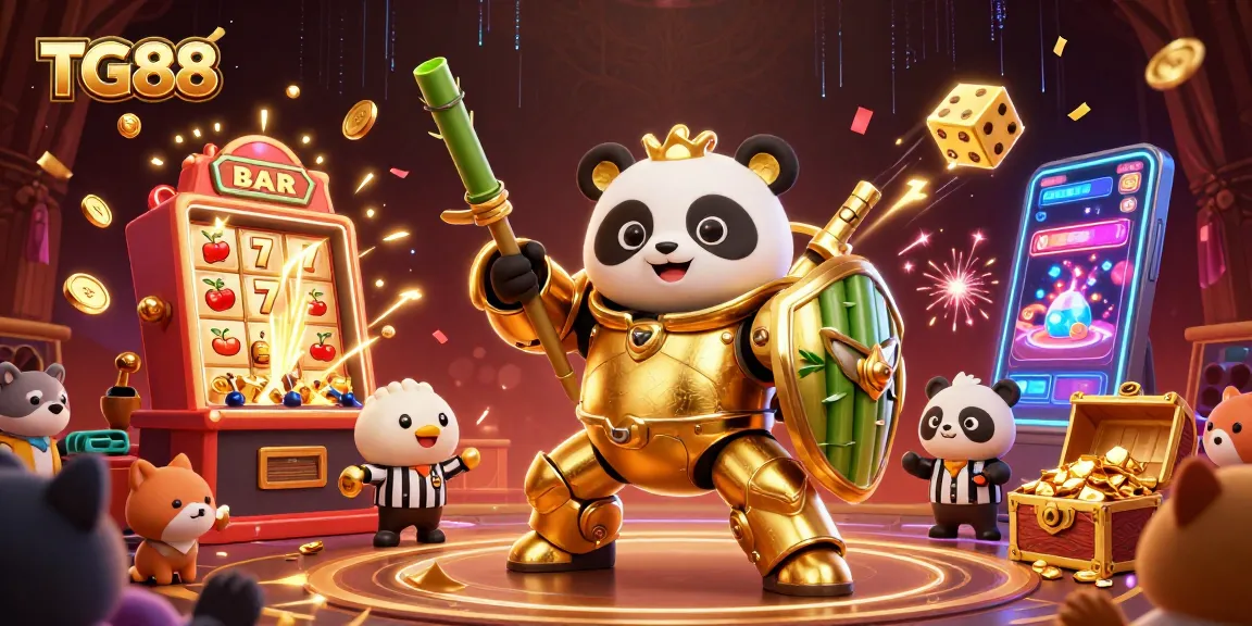 TG88 gamblers enjoying a vibrant casino experience with lively characters and exciting games