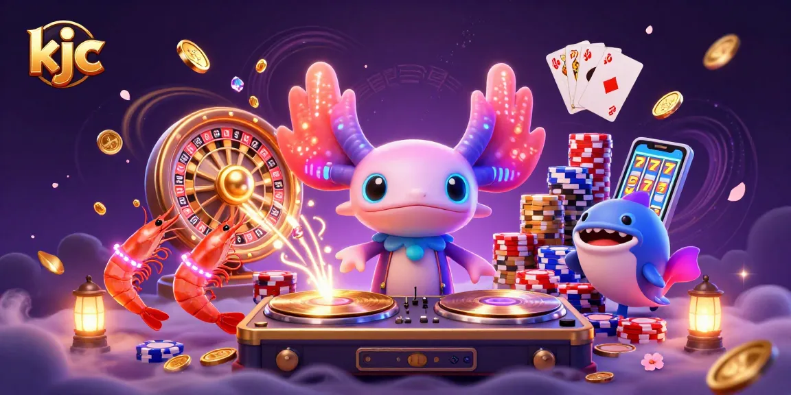 Engage with KJC's vibrant online gaming atmosphere featuring lively characters and exciting elements.