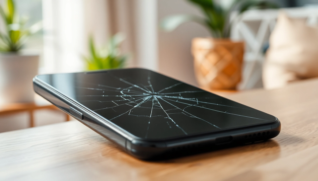 Offering cash for cracked phone, a damaged smartphone showcases the need for quick repair.