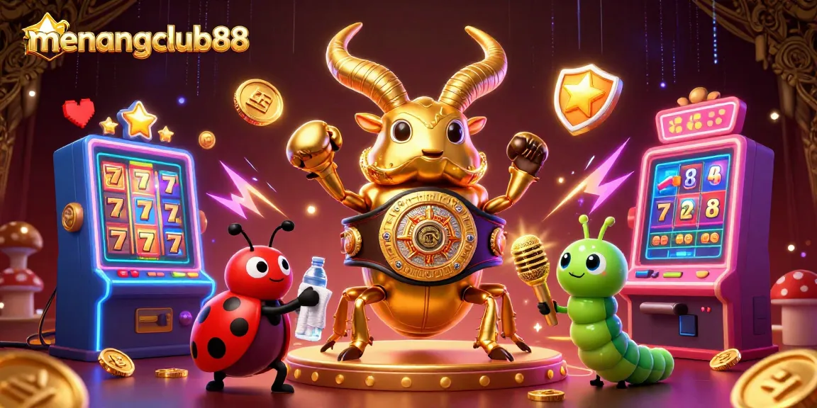 Engage in exciting gameplay with menangclub88's vibrant casino atmosphere featuring a whimsical boxing beetle.