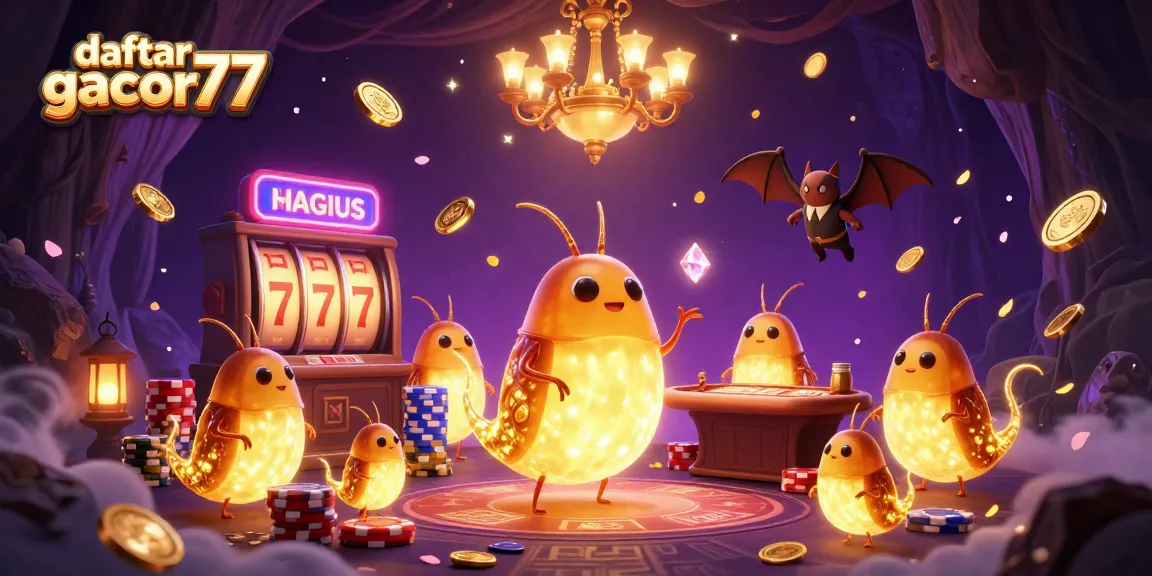 Daftar gacor77 menawarkan peluang besar dengan ilustrasi kasino yang hidup dan menampilkan elemen permainan yang menarik.