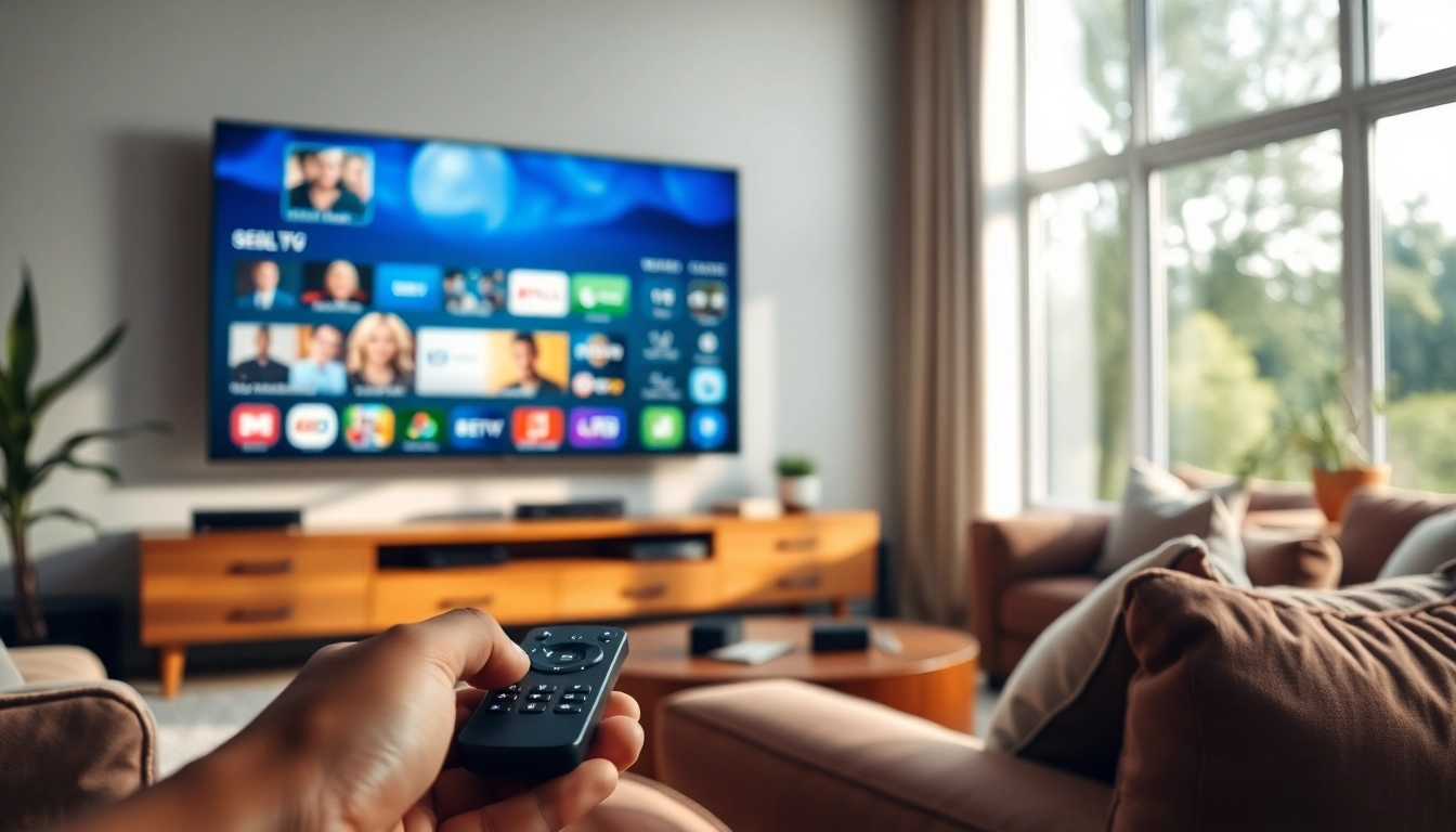 Buy IPTV subscription in US showcased in a cozy living room with modern tech.