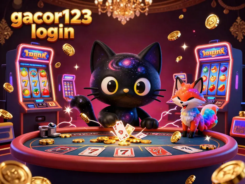 Experience the thrill of gacor123 login with our cosmic casino showcasing colorful characters and vibrant game elements.