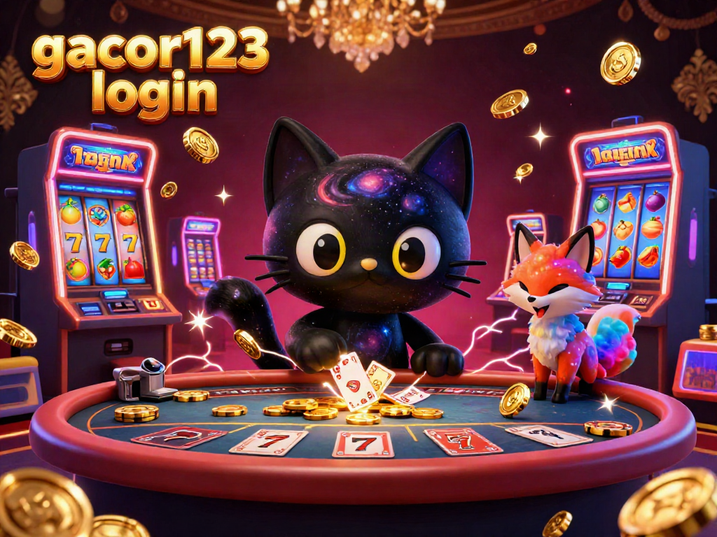 Experience the thrill of gacor123 login with our cosmic casino showcasing colorful characters and vibrant game elements.
