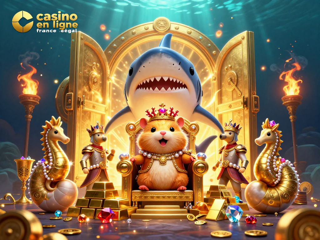 Explorez le casino en ligne France légal avec le roi hamster et ses gardes marins, riches trésors dispersés.
