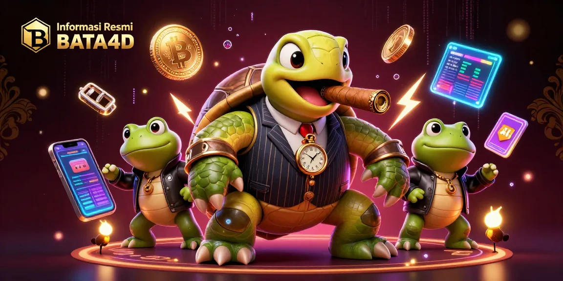 Engage with Informasi Resmi BATA4D through a vibrant 3D illustration featuring a mobster turtle and crypto elements.
