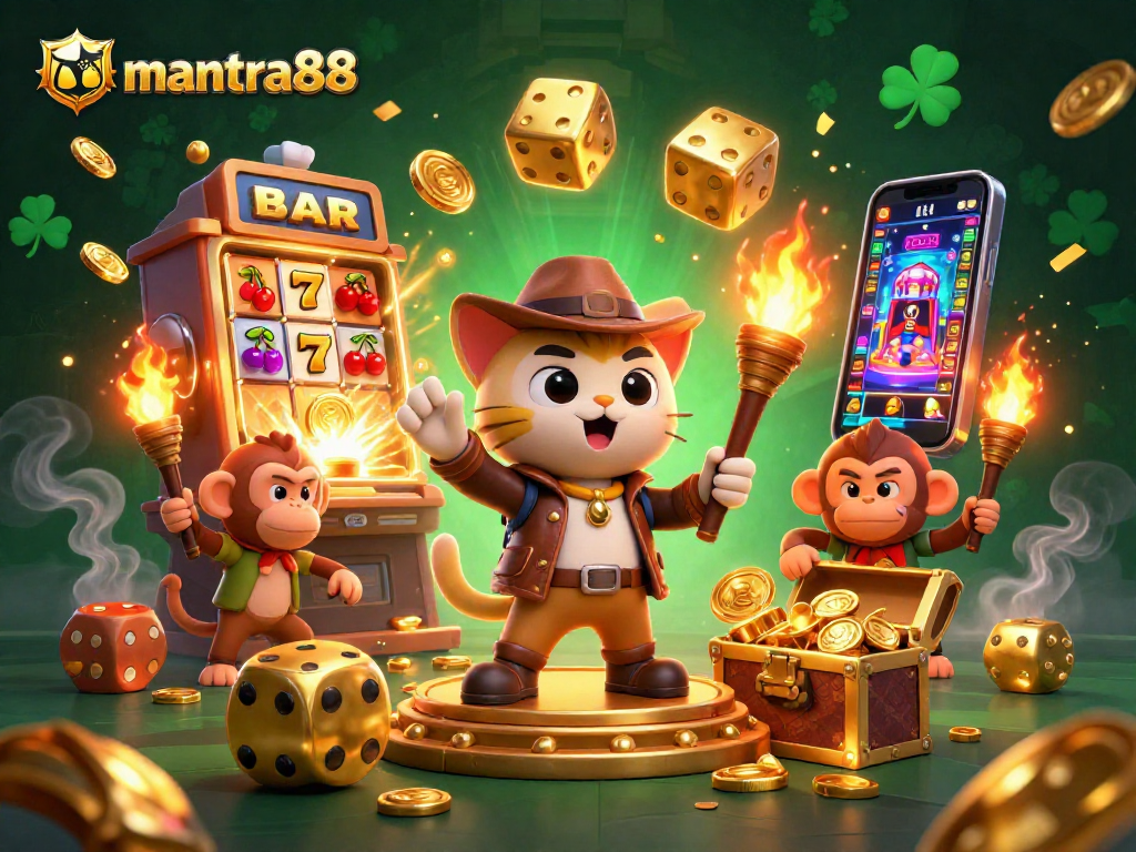 Experience the excitement of mantra88 with a dazzling jackpot scene and engaging characters.