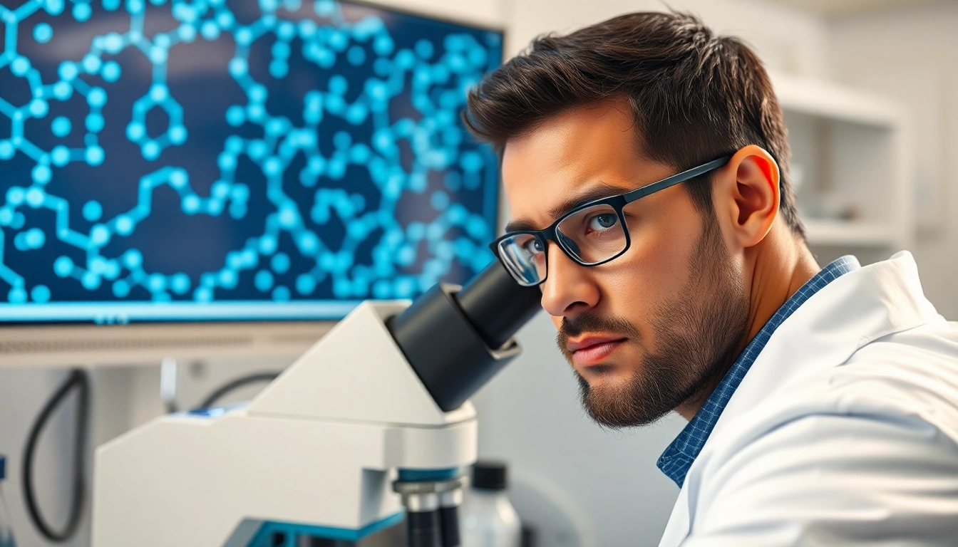 Analyze peptide structures and research findings at https://peptideprice.store/ in a modern lab setting.