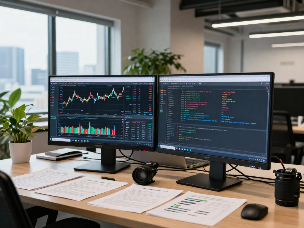 Analyzing multi-ticker Japan stock API data in a modern workspace with live trend displays.