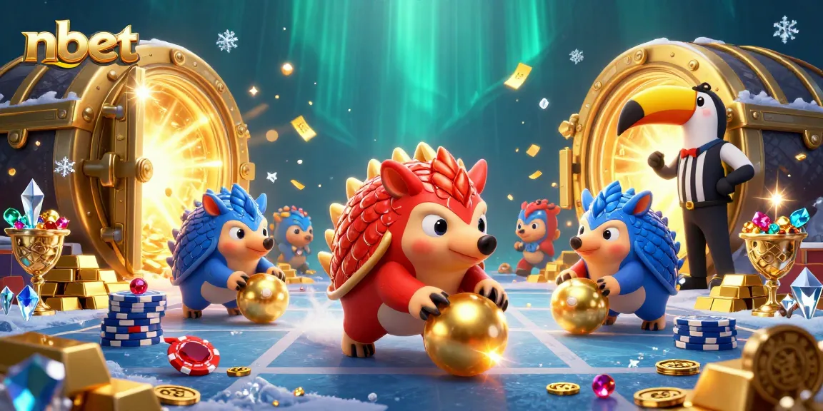 nbet pangolins bowling through poker chips in a vibrant casino scene