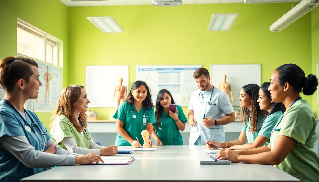 Nursing students engaged in study at NCLEX review center Houston TX, showcasing teamwork and focus.
